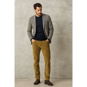 INCOTEX Mustard Ray Regular Straight Leg Cotton Pants Trousers  Mens Size 38